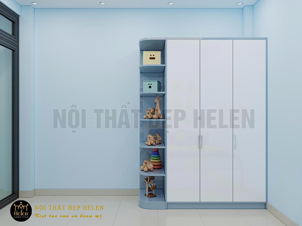 Mẫu Tủ Quần Áo Có Kệ Trang Trí Hiện Đại