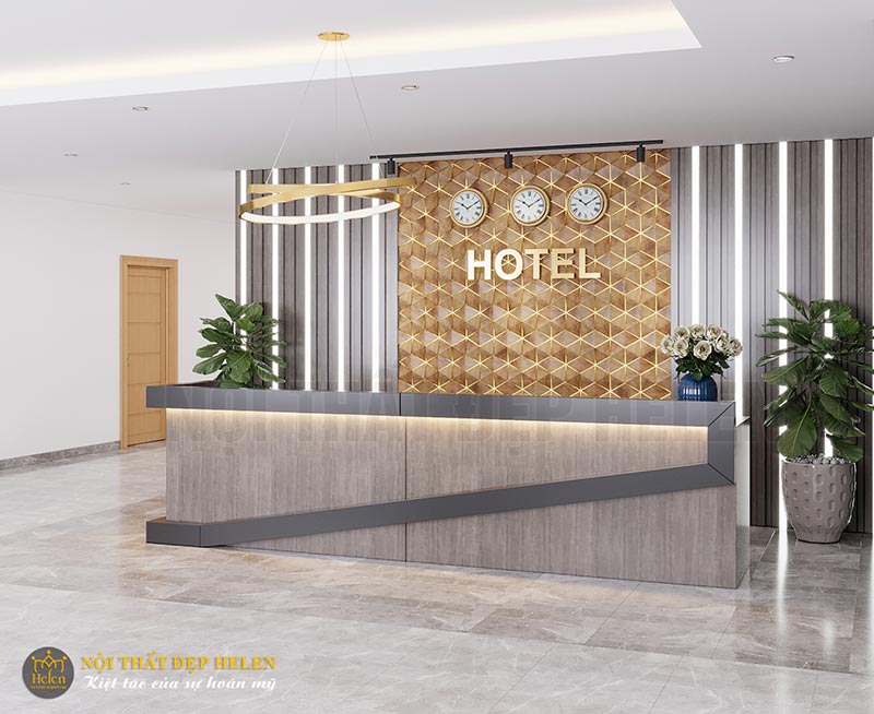 Thiết kế quầy lễ tân khách sạn LuxHotel tại thành phố Hoà Bình