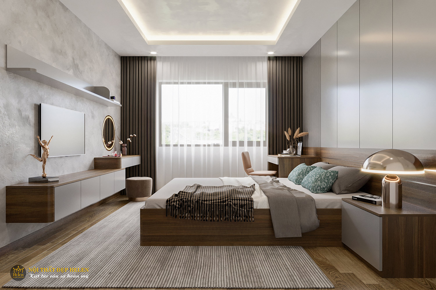 thiết kế 3D phòng ngủ chung cư