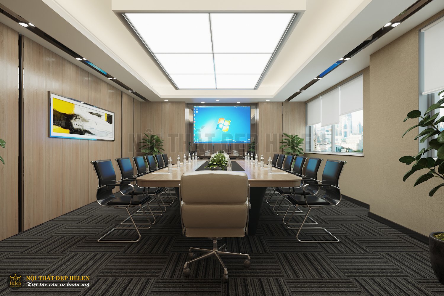 Thiết kế phòng họp sử dụng nội thất sang trọng chuyên nghiệp