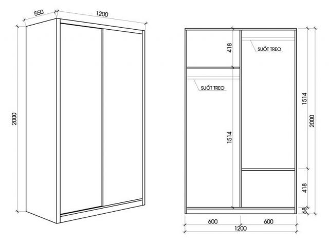 Quy tắc về kích thước tủ quần áo tổng thể