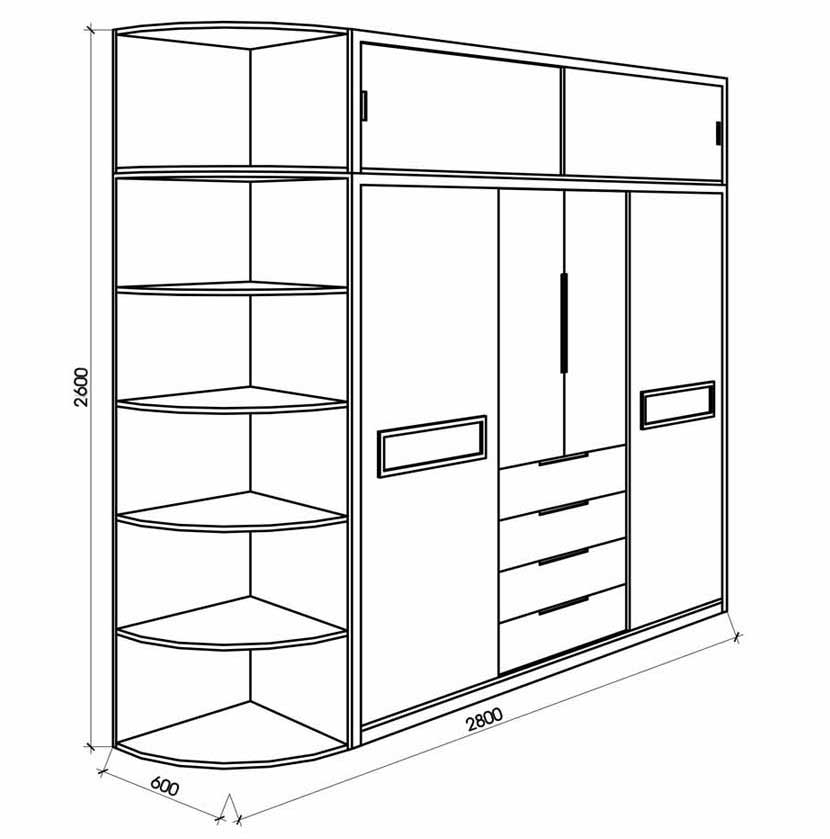 Kích thước tủ quần áo 5 cánh