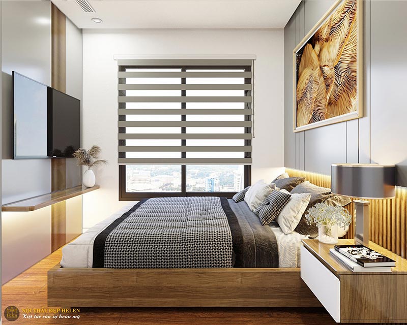 thiết kế giường ngủ từ gỗ Melamine