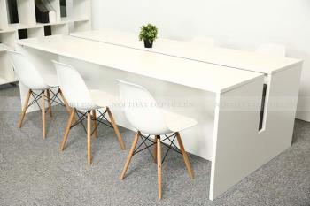 Bàn họp văn phòng phủ Melamine cao cấp, thiết kế độc đáo với tông màu trắng năng động – HL109