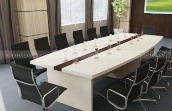 Bàn họp màu trắng hiện đại phủ Melamine cao cấp, thiết kế độc đáo – HL105