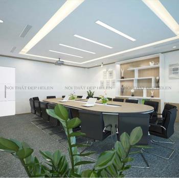 Bàn họp 4m8 phủ Melamine cao cấp, hình Oval độc đáo – HL22