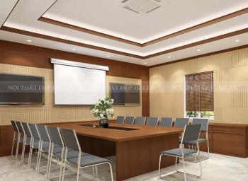 Bàn họp 4m8 hình chữ nhật phủ Laminate cao cấp, màu vân gỗ tự nhiên – HL25