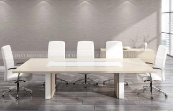Bàn họp 8 ghế, 2m4 phủ Melamine cao cấp, màu trắng gỗ tự nhiên – HL40