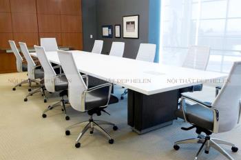 Mẫu bàn họp màu trắng, phủ Melamine cao cấp – HL52