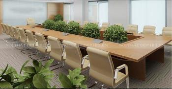 Bàn họp văn phòng 6m, phủ Melamine cao cấp, màu vân gỗ tự nhiên tinh tế – HL56
