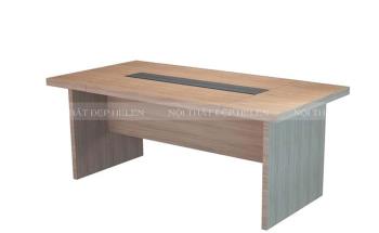 Bàn họp văn phòng 6 ghế, 1m8 phủ Melamine cao cấp, màu vân gỗ tự nhiên – HL60