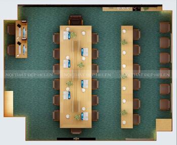Mẫu bàn họp phủ Melamine siêu sang với màu vàng tự nhiên – HL63