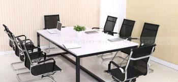 Mẫu bàn họp phủ Melamine chân sắt hộp sơn tĩnh điện màu đen – HL64