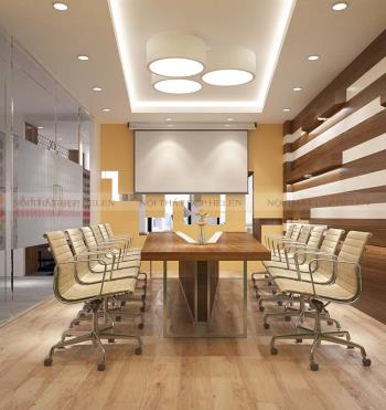 Mẫu bàn họp chữ V hiện đại mặt bàn phủ Melamine cao cấp, màu gỗ tự nhiên sang trọng – HL70