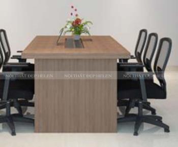 Bàn họp văn phòng 6 ghế phủ Melamine, màu gỗ tự nhiên – HL71