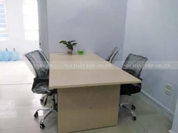 Mẫu bàn họp phủ Melamine màu gỗ tự nhiên – HL102