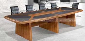 Bàn họp văn phòng phủ Veneer rất cao cấp, màu vân gỗ tự nhiên hiện đại – HL104