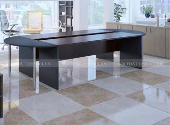 Bàn họp màu vân gỗ tự nhiên siêu hiện đại, hai đầu được bo tròn tinh tế – HL106