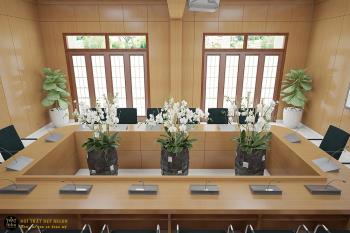Bàn họp văn phòng hình vuông đẳng cấp, phủ Veneer siêu sang trọng – HL133
